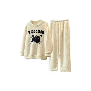 OEING Pajama Set Women's Yellow Kitten