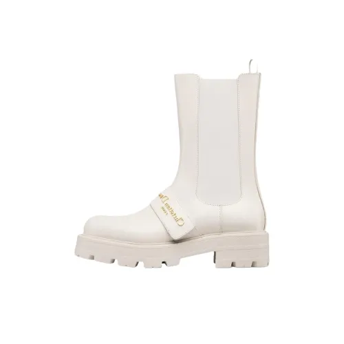 DIOR D Quest Short Chelsea Boots Women's White