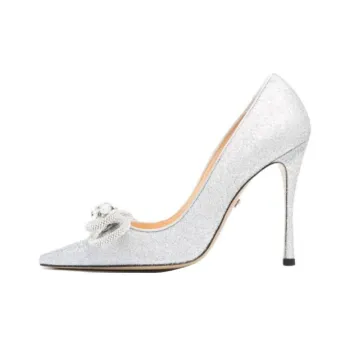MACH & MACH Double Bow Glittered Pumps