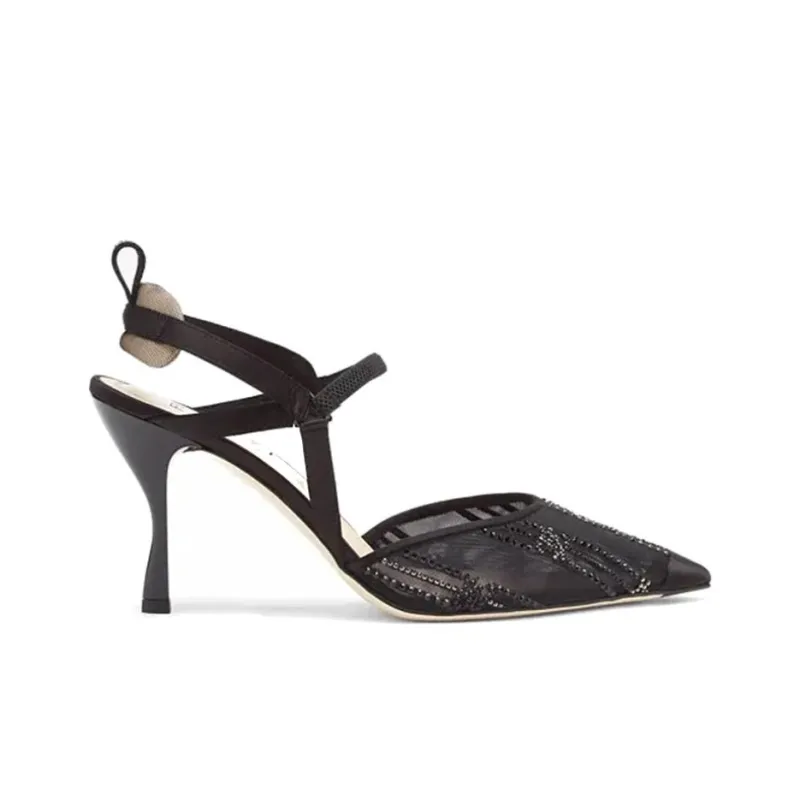 FENDI Colibri Slim Heel High Heels 8.5cm Women's Black-1