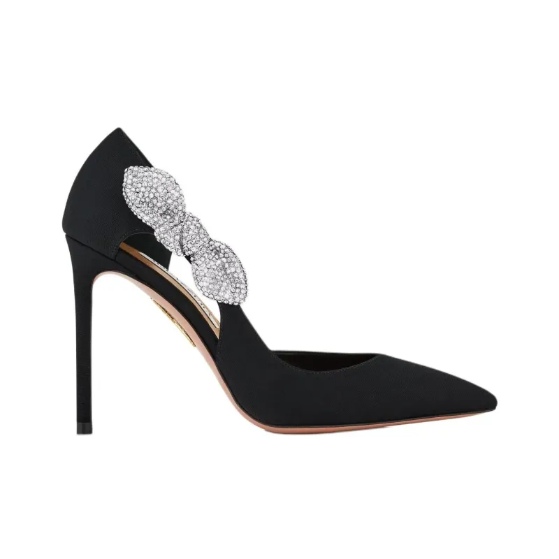 AQUAZZURA Very Bow Tie Slim Heel High Heels 10.5cm Women's Black-1