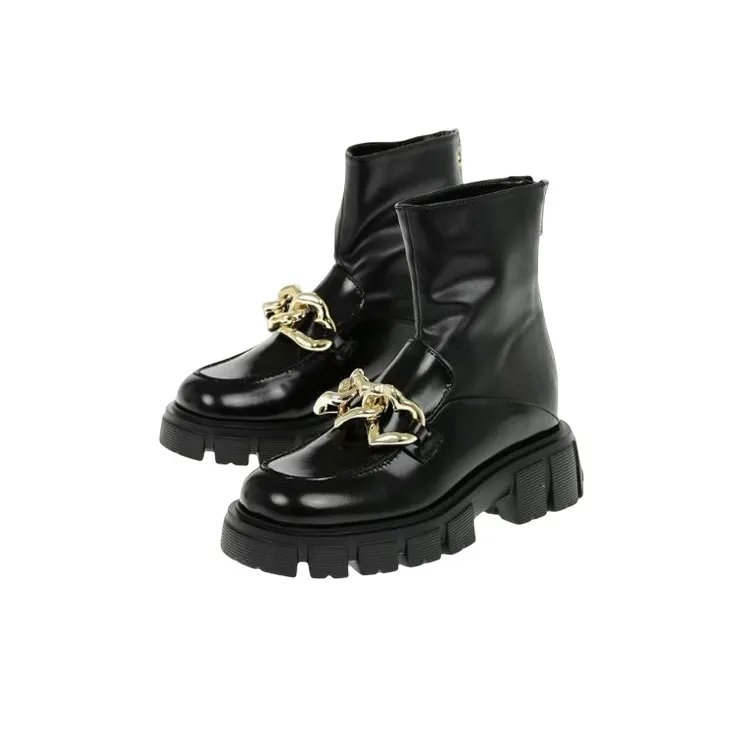 Love MOSCHINO Chain-embellished Leather Boots-3