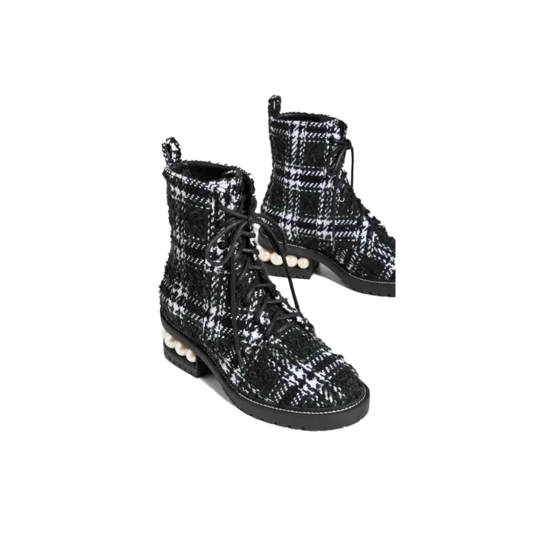 NICHOLAS KIRKWOOD Casati Ankle Boots Medium Heel Women's Black White-4