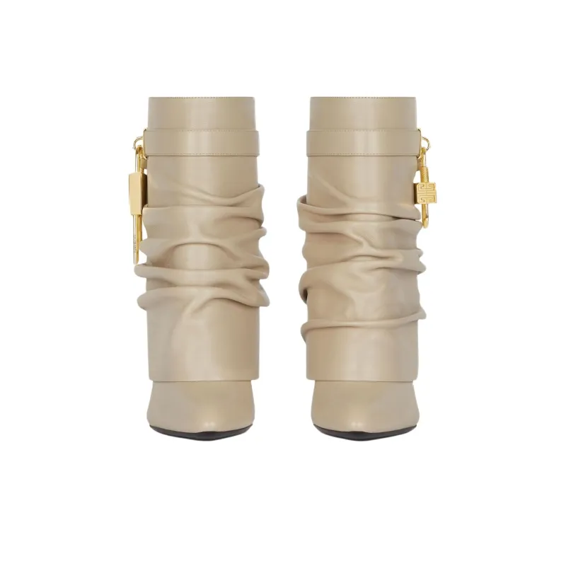 GIVENCHY Shark Lock Ankle Boots 9.4cm Women's Beige-3