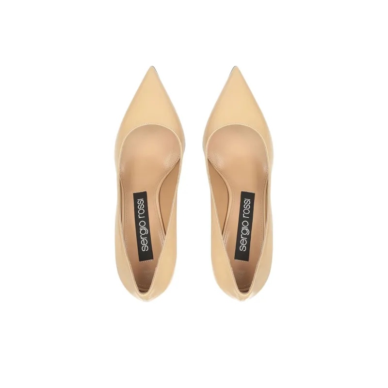 SERGIO ROSSI Godiva Slim Heel High Heels 7.5cm Women's Beige Yellow-3