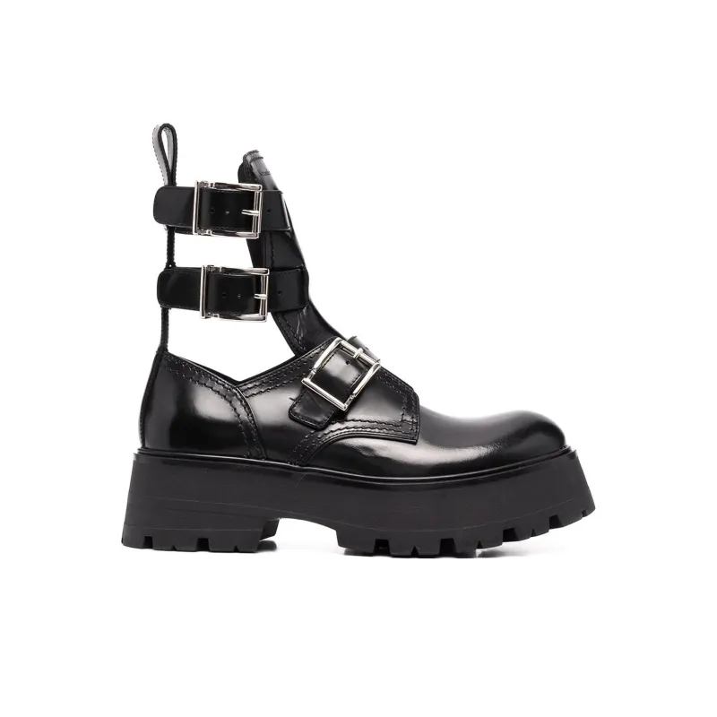 Alexander McQueen Buckled Ankle Boot Black Women's-1