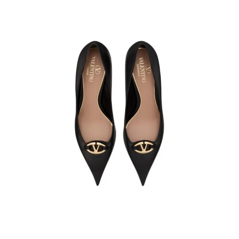 Valentino Vlogo Slim Heel High Heels 6cm Women's Black-3