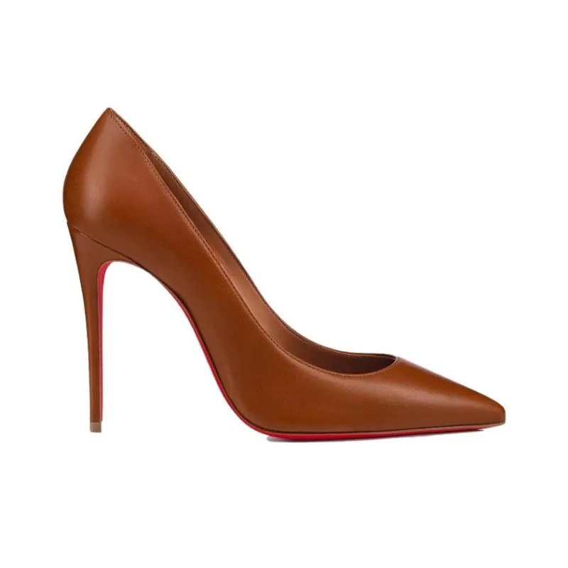 CL LUBOTING Kate Slim Heel High Heels 10cm Women's Brown-1