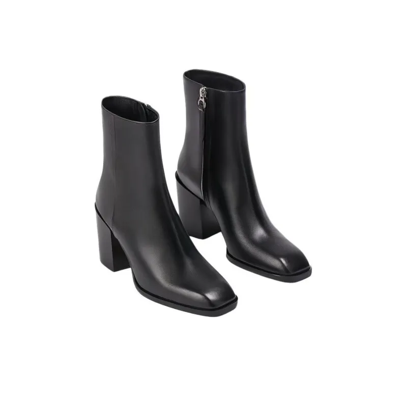 Aeyde Leandra Black Calf Ankle Boots 7.5cm Women's Black-2