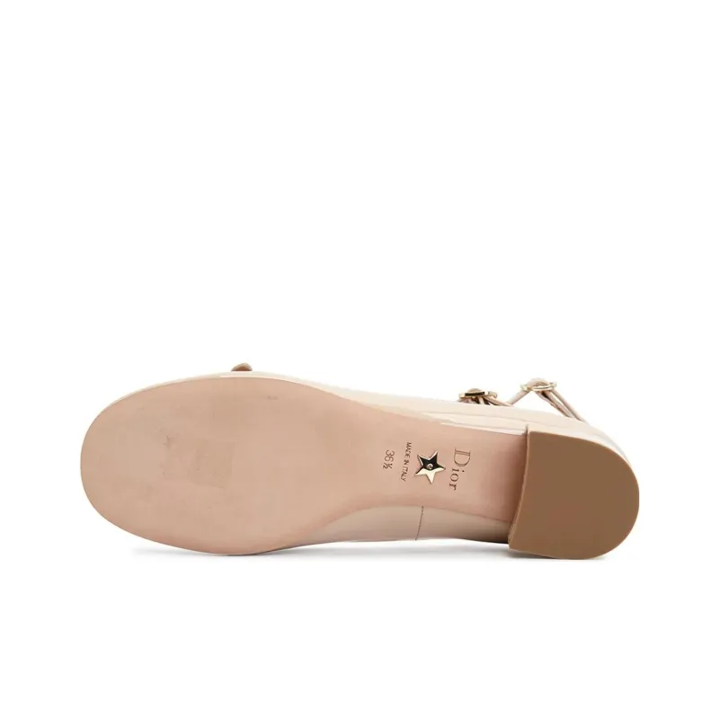 DIOR Aime Chunky Heel High Heels Women's Nude-4