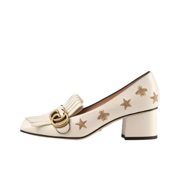 GUCCI Marmont Bee Leather Pumps Mystic White White Women's