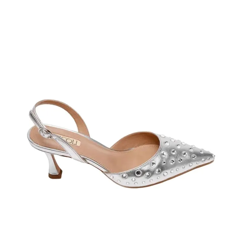 NICOLI Lozano Slim Heel High Heels 7cm Women's Silver-1