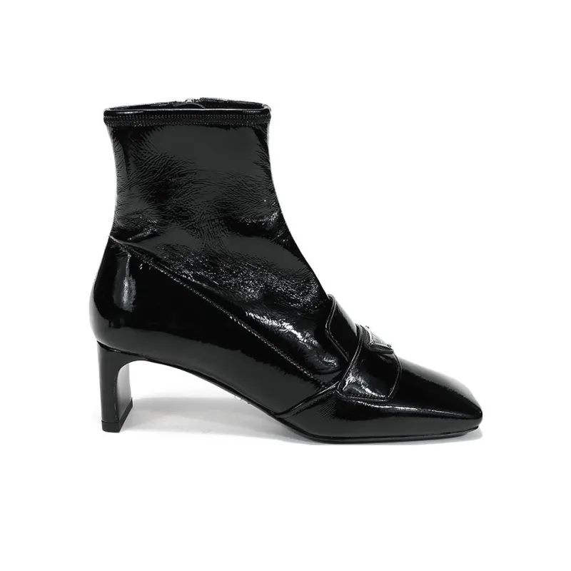 PRADA Technical Patent Leather Boots 'Black' Women's-1
