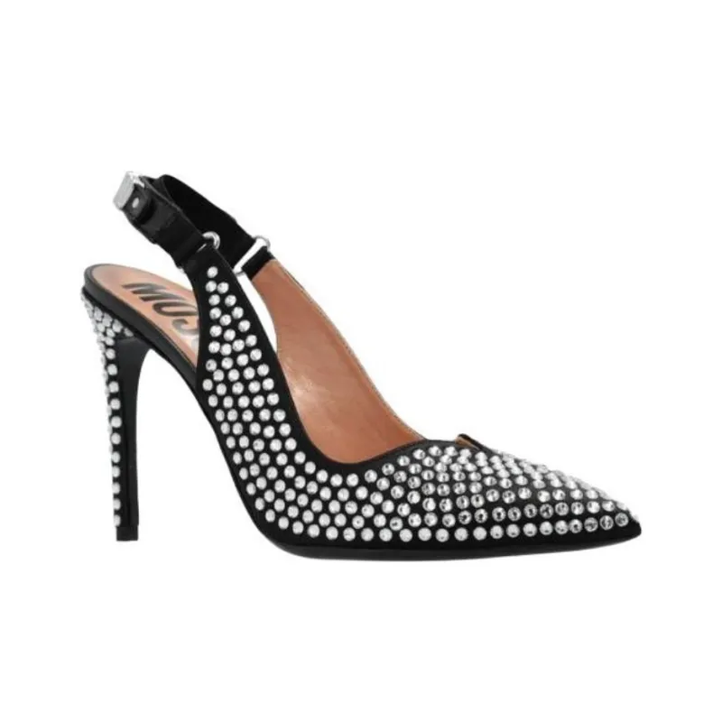 MOSCHINO Slim Heel High Heels 10cm Women's Black-2