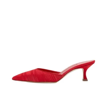 MANOLO BLAHNIK Closed Toe Slippers 5cm Women's Red