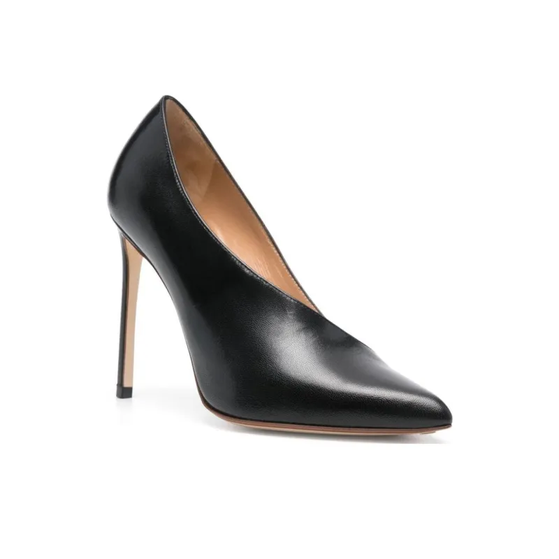 FRANCESCO RUSSO 105mm Asymmetric Leather Pumps-2