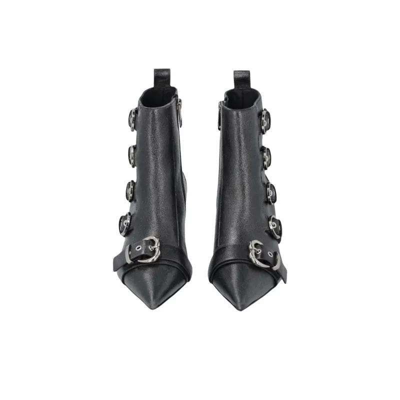 PINKO Buckled Heeled Pointed-Toe Ankle Boots Women's-4