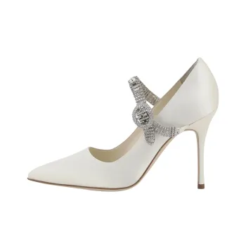 MANOLO BLAHNIK Hangisi Slim Heel High Heels 10.5cm Women's White