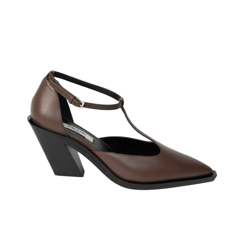 Elleme Eclair Irregular Heel High Heels 8cm Women's Brown-1
