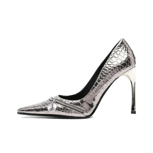 VERSACE JEANS Couture Slim Heel High Heels Women's Silver