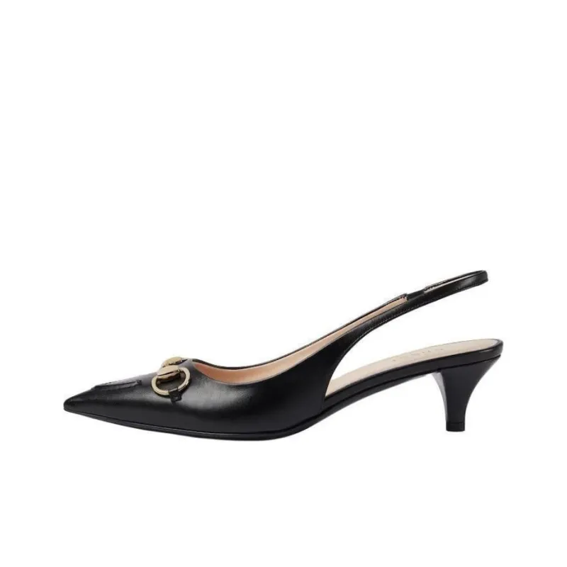 GUCCI Horsebit Cone Heel High Heels 4.5cm Women's Black-0