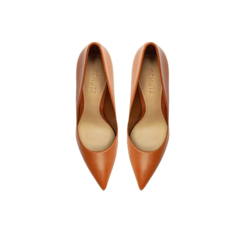 Schutz Slim Heel High Heels 11cm Women's Brown-4