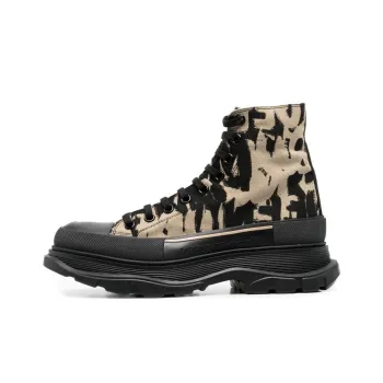Alexander McQueen Graffiti Tread Slick Boot Beige Black