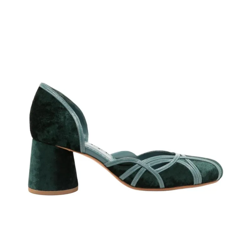 Sarah Chofakian Albert Chunky Heel High Heels 5.5cm Women's Green-1