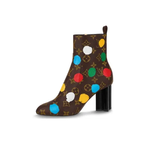 Yayoi Kusama x LOUIS VUITTON Silhouette Ankle Boots 8cm Women's Brown