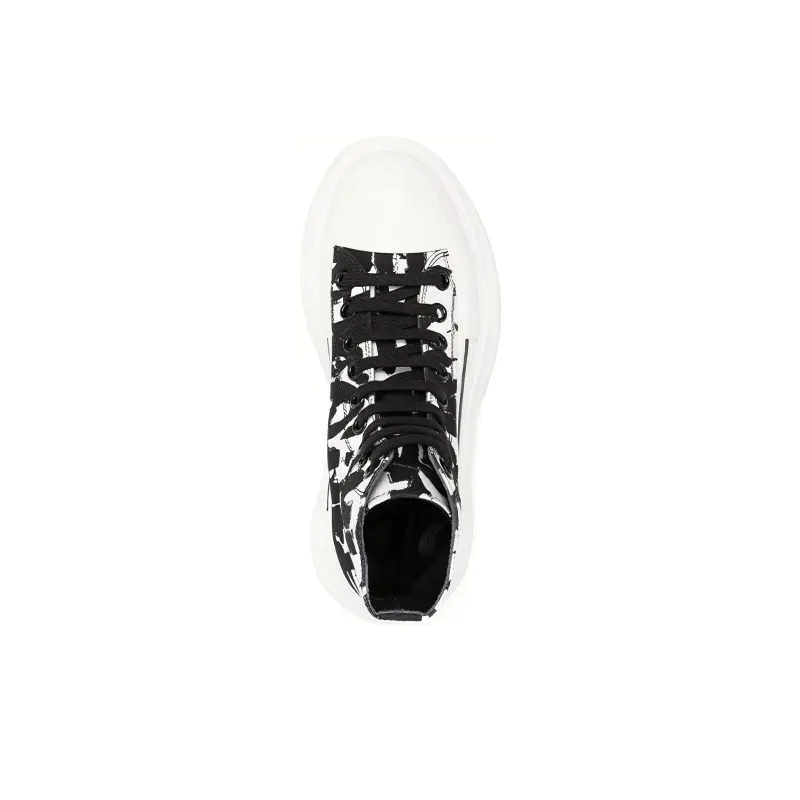 Alexander McQueen Graffiti Tread Slick Boot White Black Women's-6