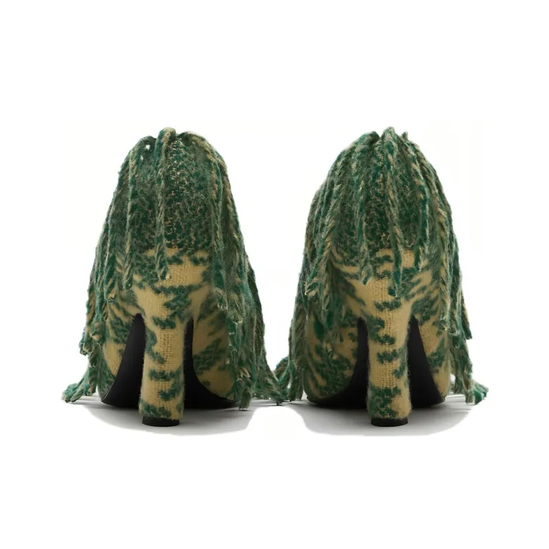 Burberry 100mm Abstract-pattern Fringed Pumps-4