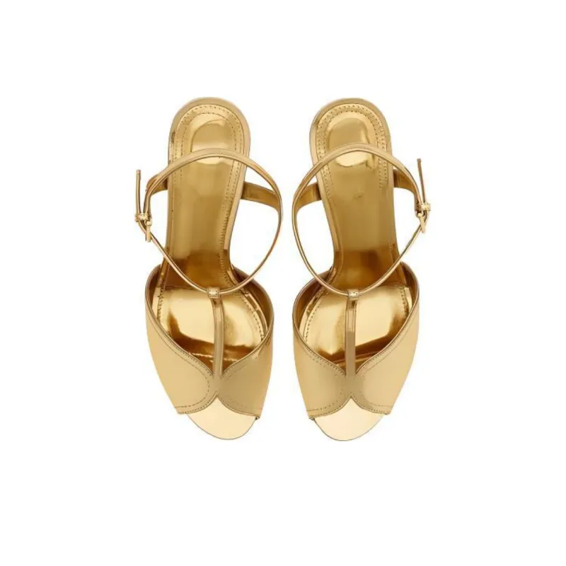 FERRAGAMO Slim Heel High Heels 7cm Women's Gold-3