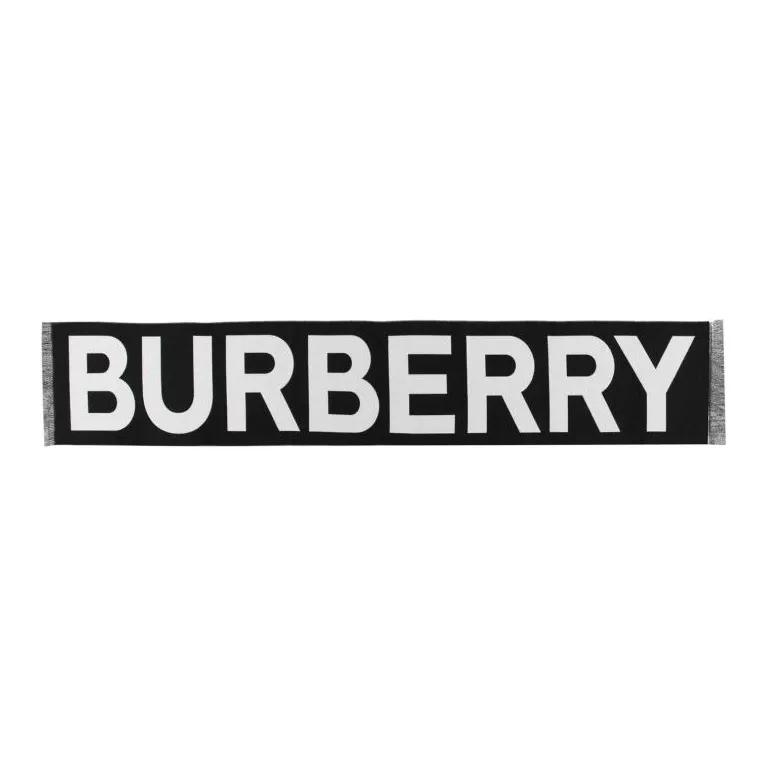 Burberry Wool Knit Scarves Unisex Dark Gray/White-3