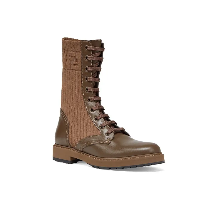 FENDI Women's FF Rockoko Biker Boot 'Brown'-2