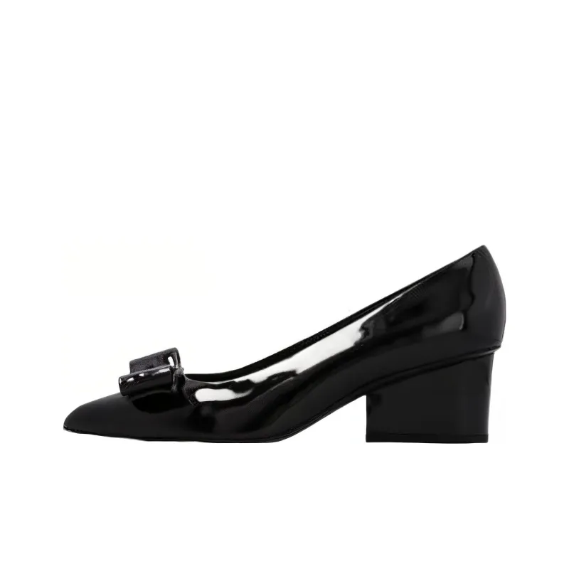 FERRAGAMO Viva Chunky Heel High Heels Women's Black-0