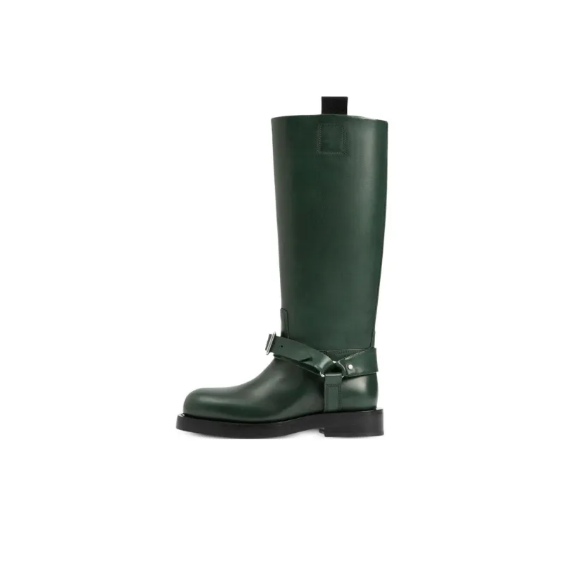 Burberry Saddle Knee-high Leather Boots Women's-0