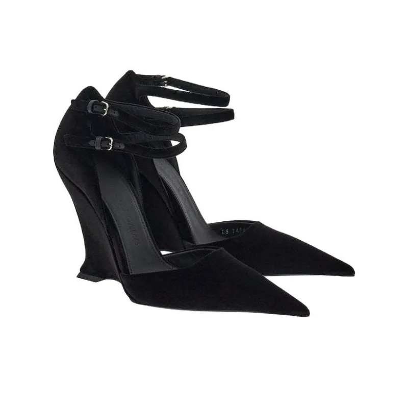 FERRAGAMO Wedge Heel High Heels 10.5cm Women's Black-2