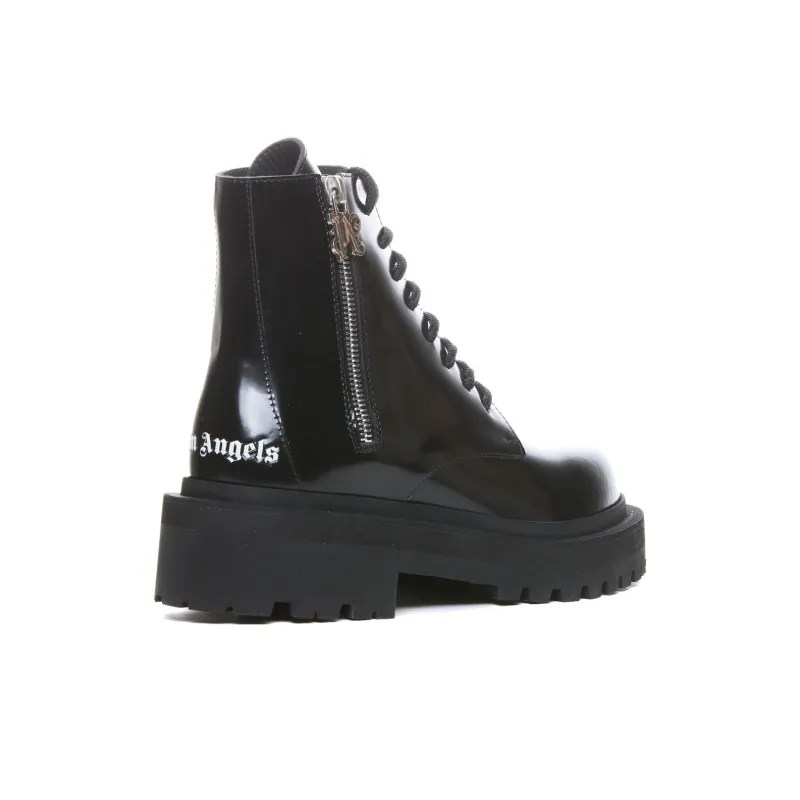 PALM ANGELS Logo Printed Round Toe Boots Women's-2