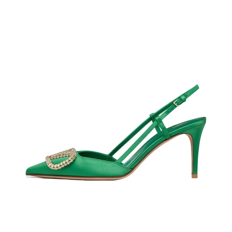 Valentino Vlogo Slim Heel High Heels 8cm Women's Green-0