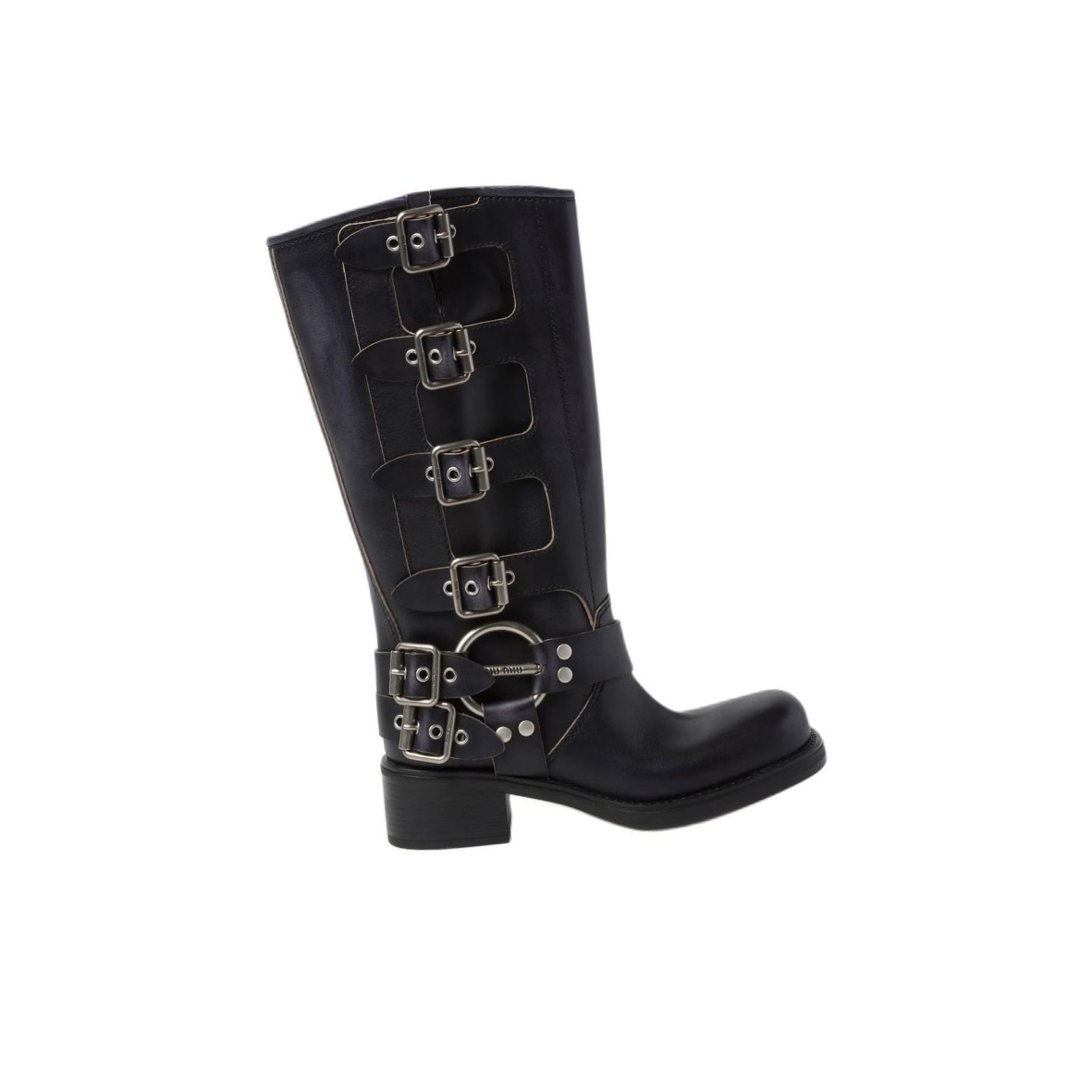 MIU MIU Buckle-detail Leather Boots - POIZON