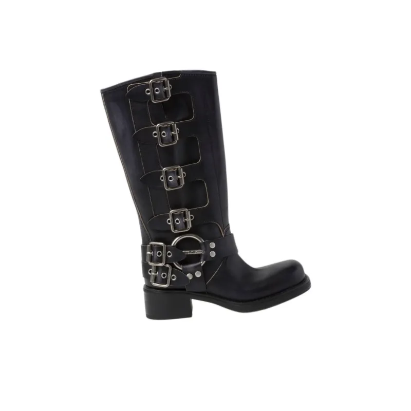 MIU MIU Buckle-detail Leather Boots-1