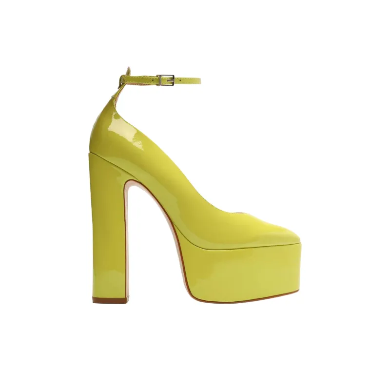 Schutz Renee Chunky Heel High Heels 14.2cm Women's Neon Green-1