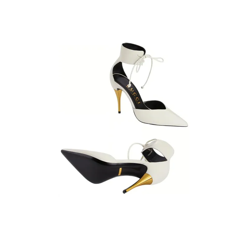 GUCCI High Heel Pump With Ankle Cuff White Women's-3
