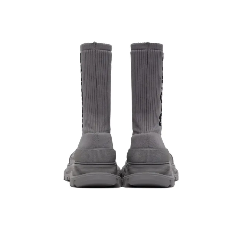 Alexander McQueen Graffiti Knit Tread Slick Boot Grey-3