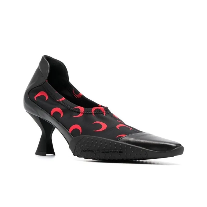 Marine Serre Chunky Heel High Heels 6.5 Women's Black Red-2
