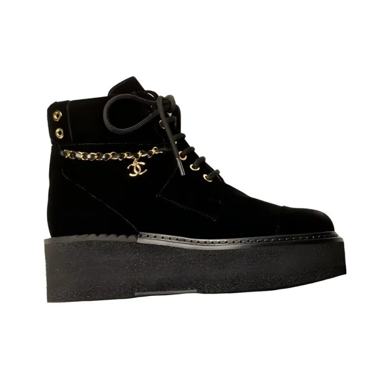 CHANEL Ankle Boots 5cm Women's Black-1