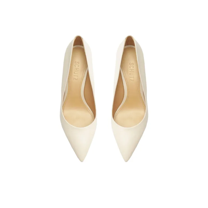 Schutz Lou Lo Slim Heel High Heels 8.4cm Women's White-4