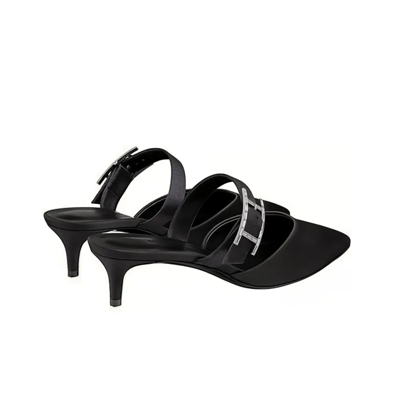 HERMES Wrap-toe Slippers Women's Black-2