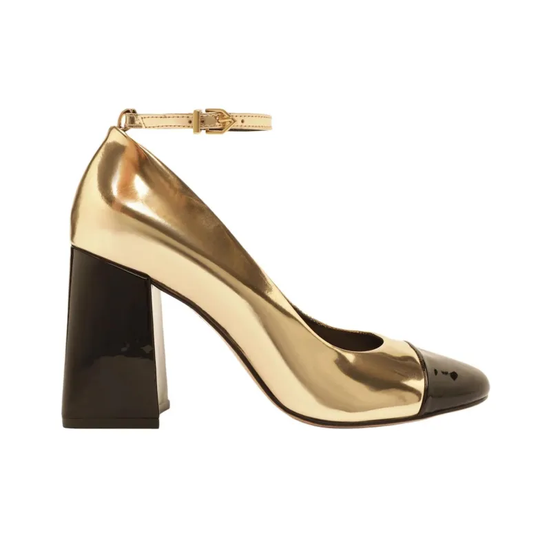 Schutz Dorothy Chunky Heel High Heels 8.7cm Women's Gold-1
