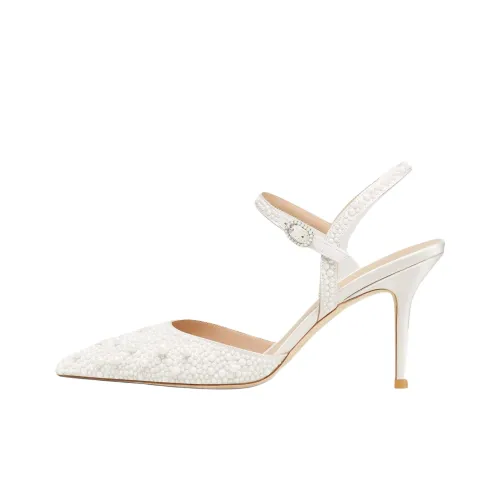 stuart weitzman Pearl-embellished Ankle-strap Pumps